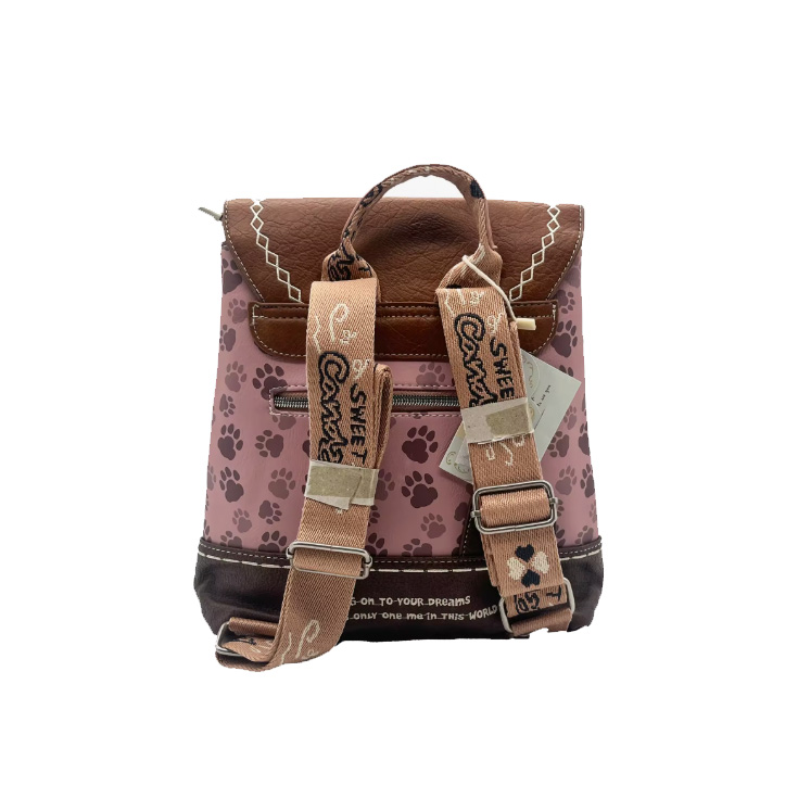sweet candy mochila huellas rosa