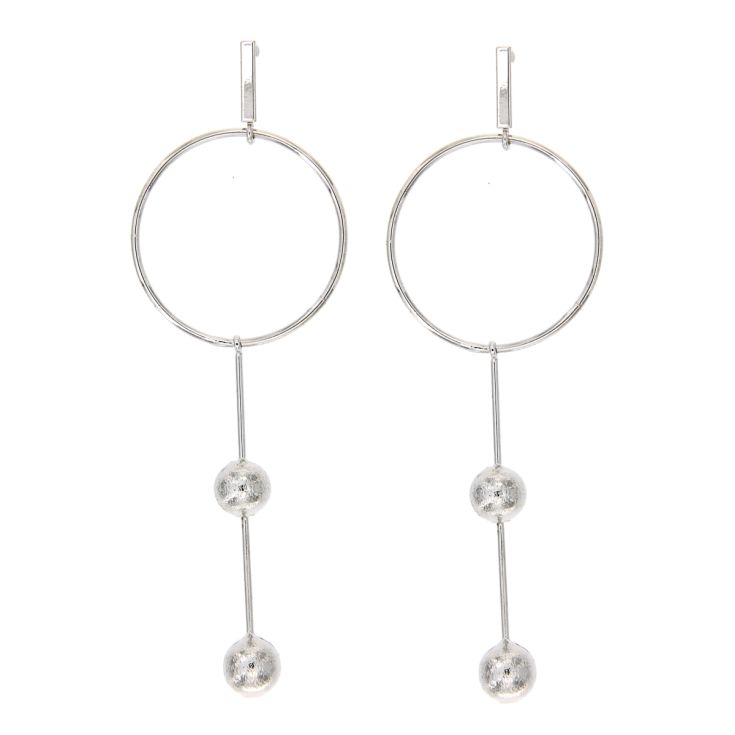 pendientes aros con colgante plateado