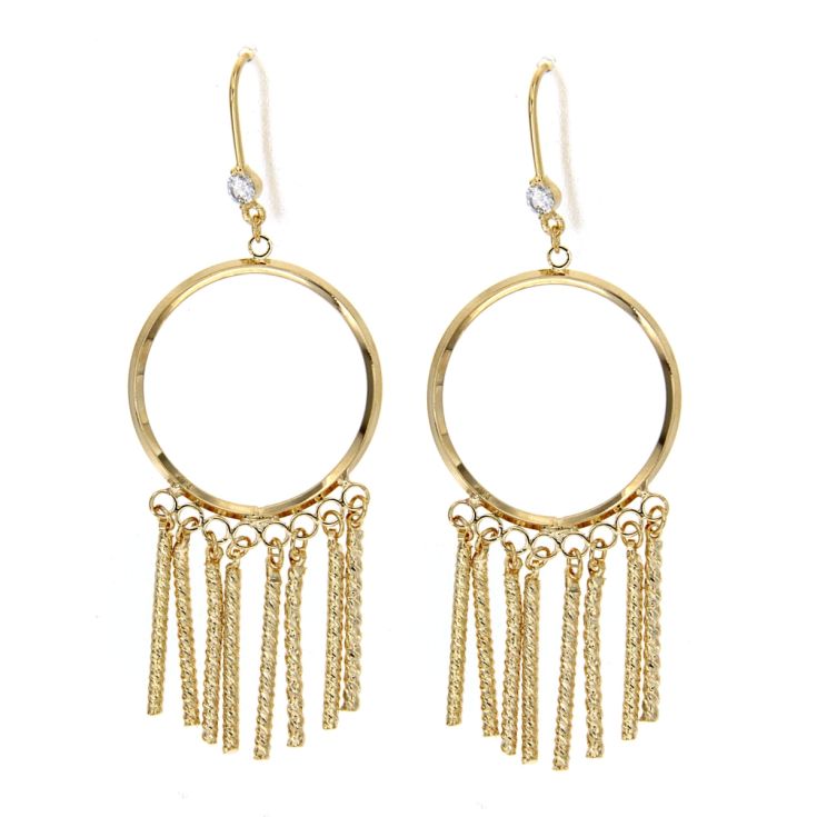 pendientes aros con flecos dorados