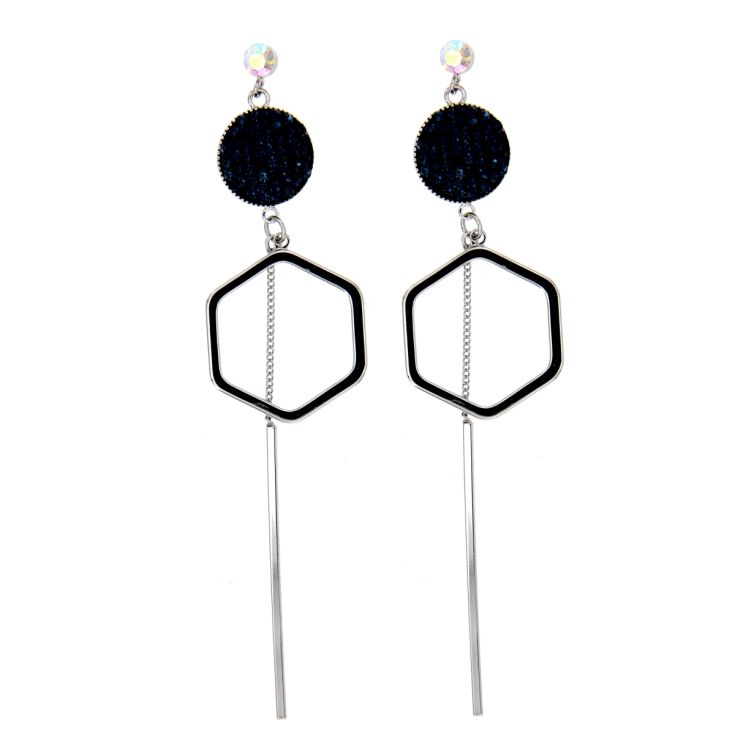 pendientes colgantes hexagoono negro