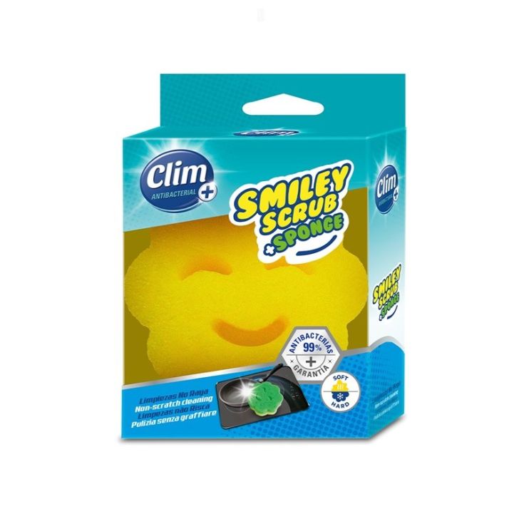 clim estropajo smiley scrub con esponja