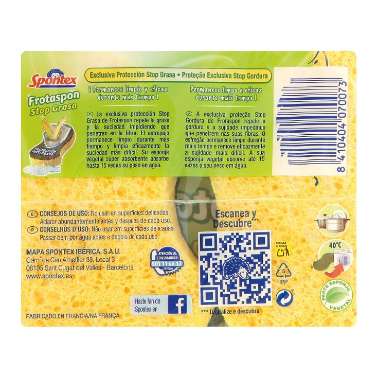 spontex frotaspon estropajo verde c/esponja 