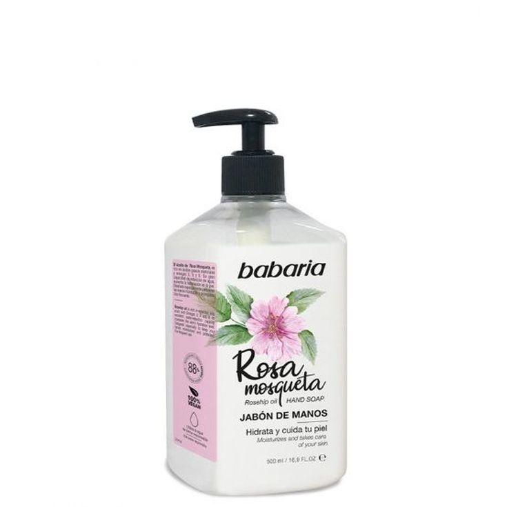 babaria jabon liquido de manos rosa mosqueta dosificador 500ml
