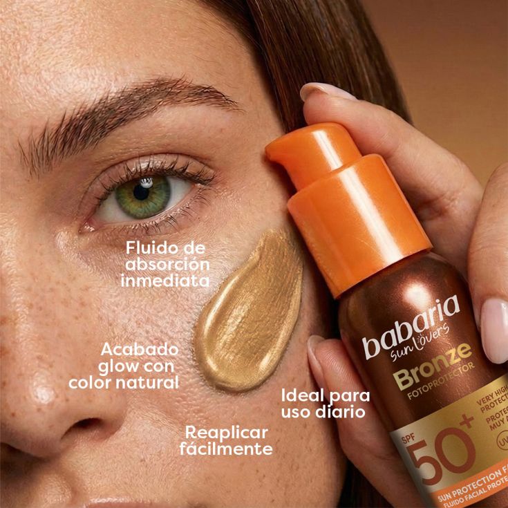 babaria protector solar fluido facial spf50+ bronceador 40 ml