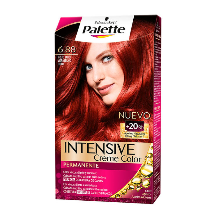 palette intensive creme color tinte permanente 6.88 rojo rubi