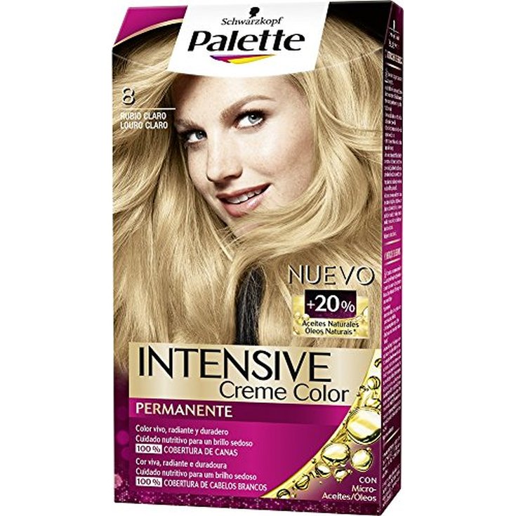 palette intensive creme color tinte permanente 8 rubio claro