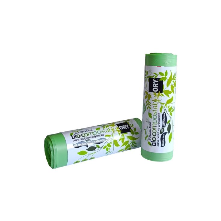 bolsa basura verde biocompostable 15u 10l
