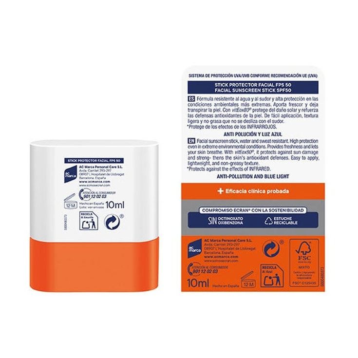ecran protector solar facial sport stick spf50 10 ml