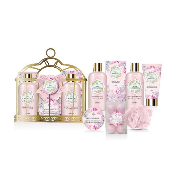 shausa cesta metalica rosa mosqueta cofre 6 piezas