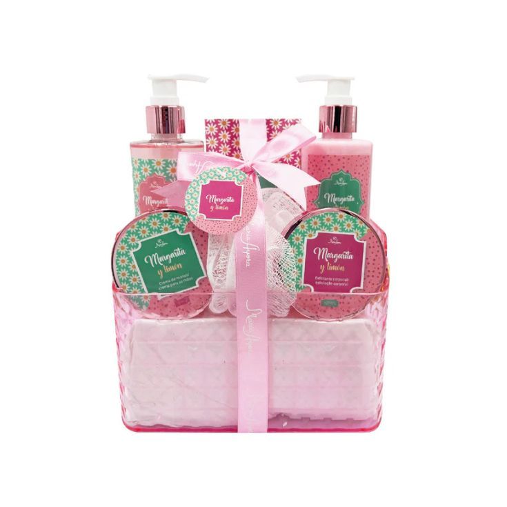 shausa cesta plastica margaritas y limon cofre 6 piezas