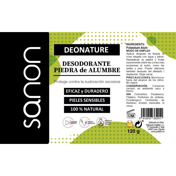 sanon desodorante piedra de alumbre 120 g