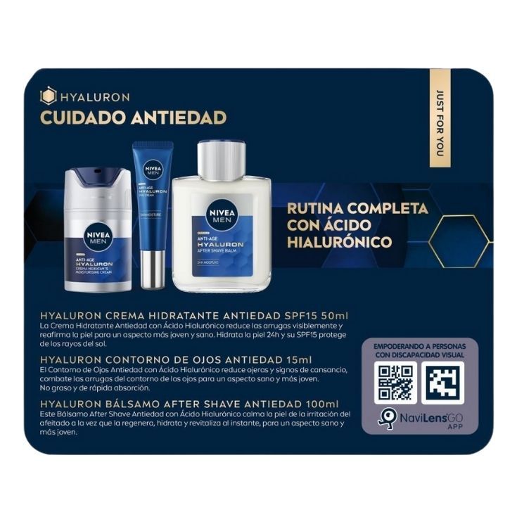 nivea men antiedad hyaluronic spf15 50ml cofre 3 piezas