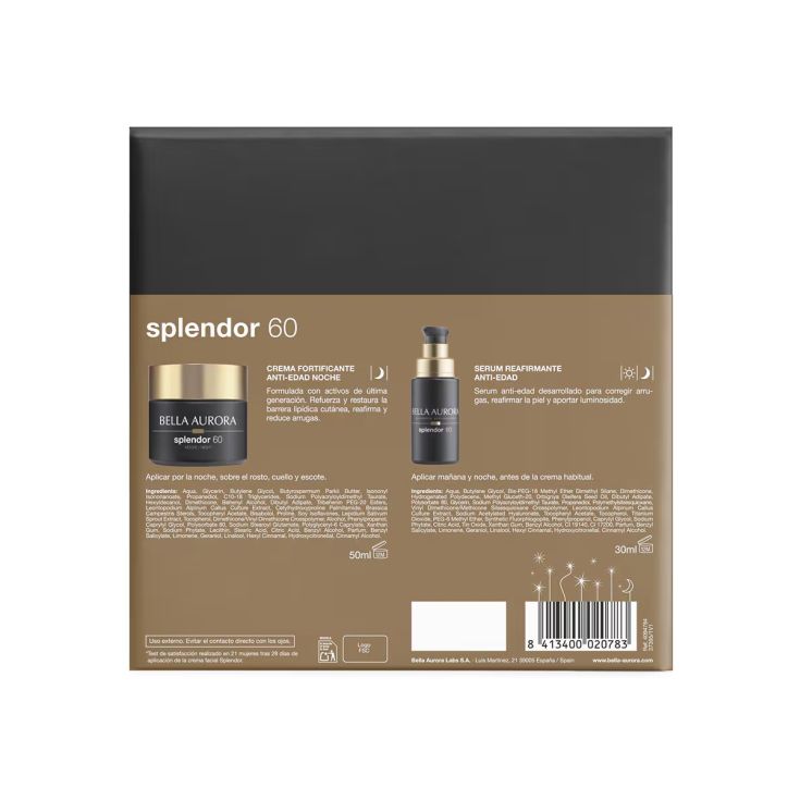 bella aurora splendor 60 crema noche 50ml + serum 30ml cofre