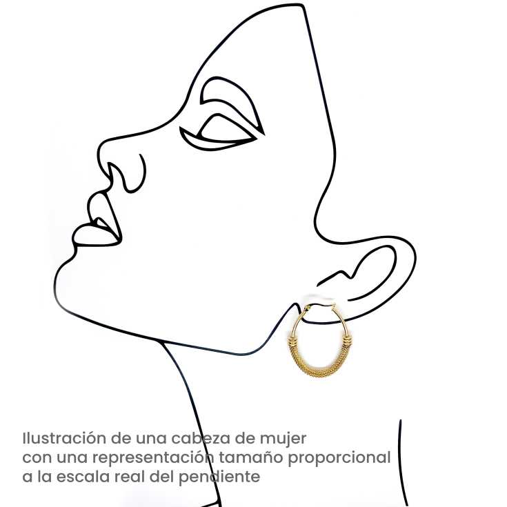 pendientes argollas malla dorados