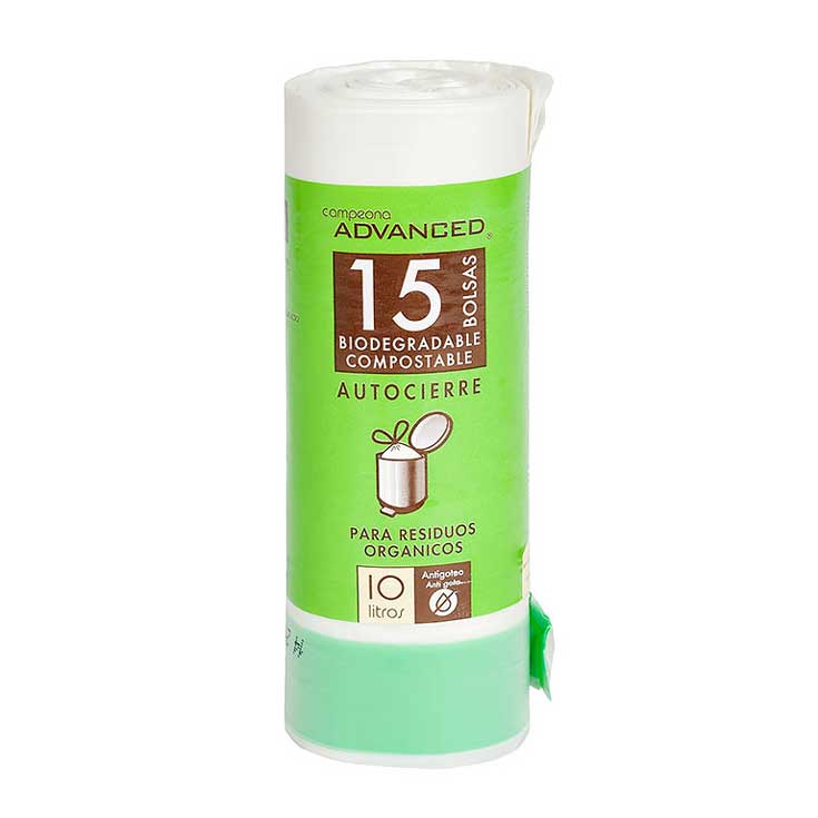 campeona-advance bolsas basura blancas biodegradables 10 litros 15 unidades