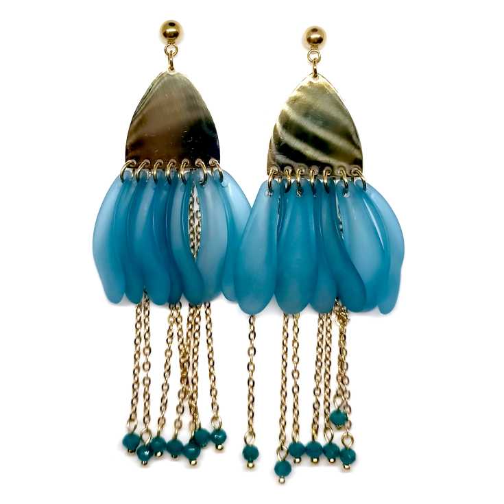 pendientes fantasia largos fantasia azul claro