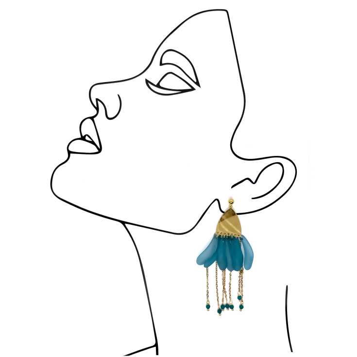 pendientes fantasia largos fantasia azul claro