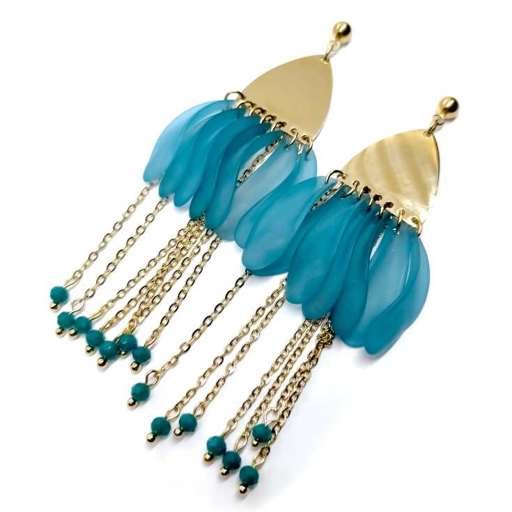pendientes fantasia largos fantasia azul claro