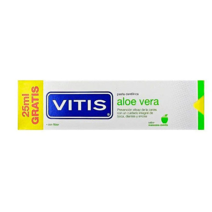 vitis aloe vera pasta dentifrica sabor menta manzana 100+25ml