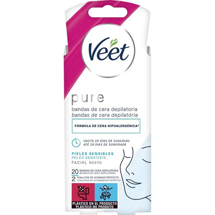 veet bandas de cera depilatoria facial 20 unidades