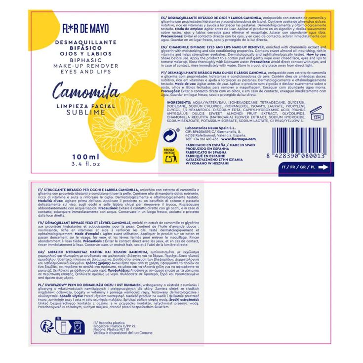 flor de mayo desmaquillante bifasico camomila 100ml