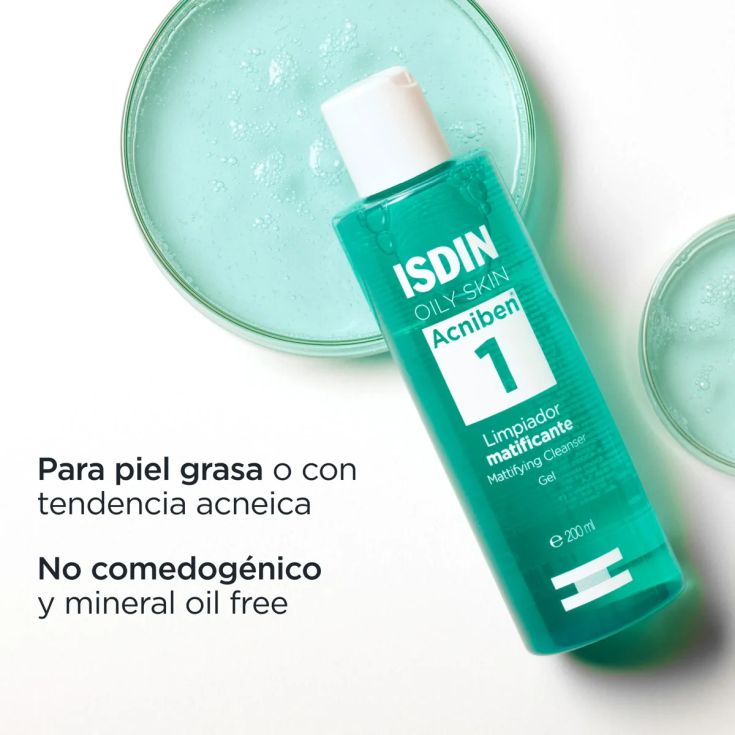isdin acniben limpiador matificante para piel grasa 200ml
