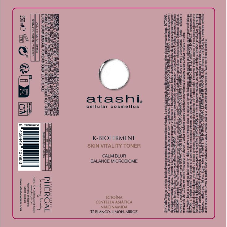 atashi kbio vitality tónico facial 250ml atashi kbio vitality tónico facial 250ml
