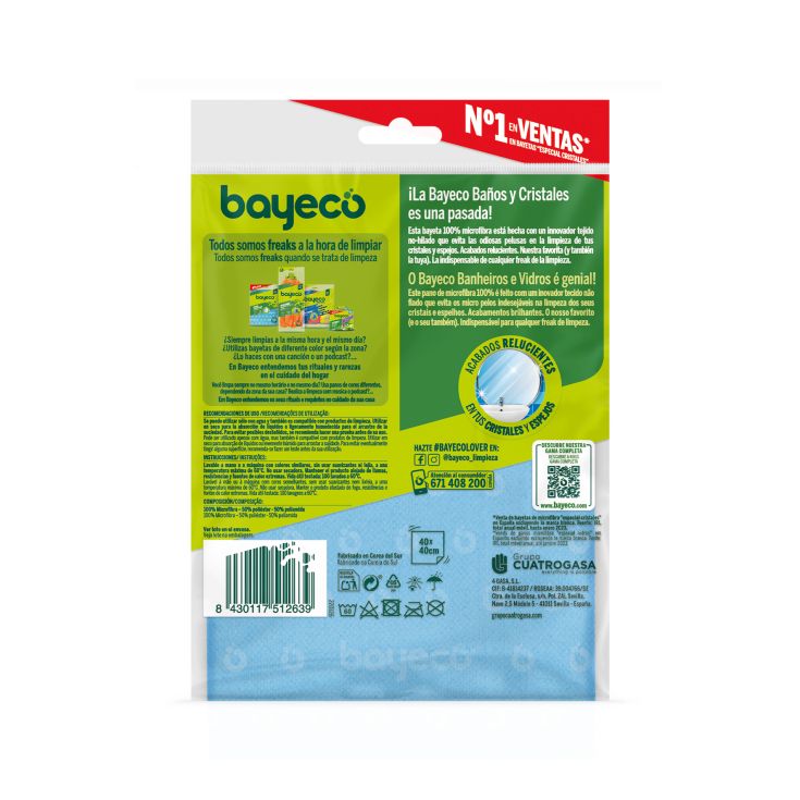 bayeco bayeta multiusos microfibra baños y cristales 1ud