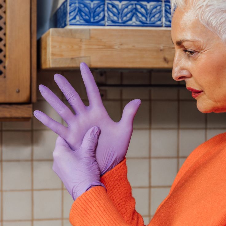 bayeco nitrilo resistente guante morado 20uds t-s y t-m