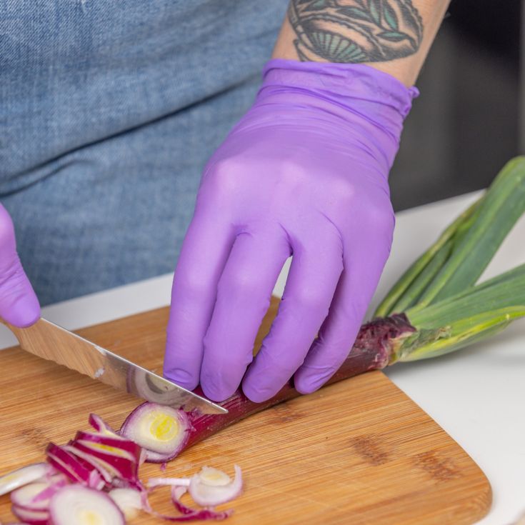 bayeco nitrilo resistente guante morado 20uds t-s y t-m