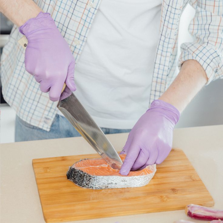 bayeco nitrilo resistente guante morado 20uds t-s y t-m