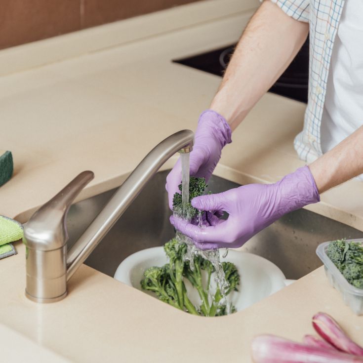 bayeco nitrilo resistente guante morado 20uds t-s y t-m