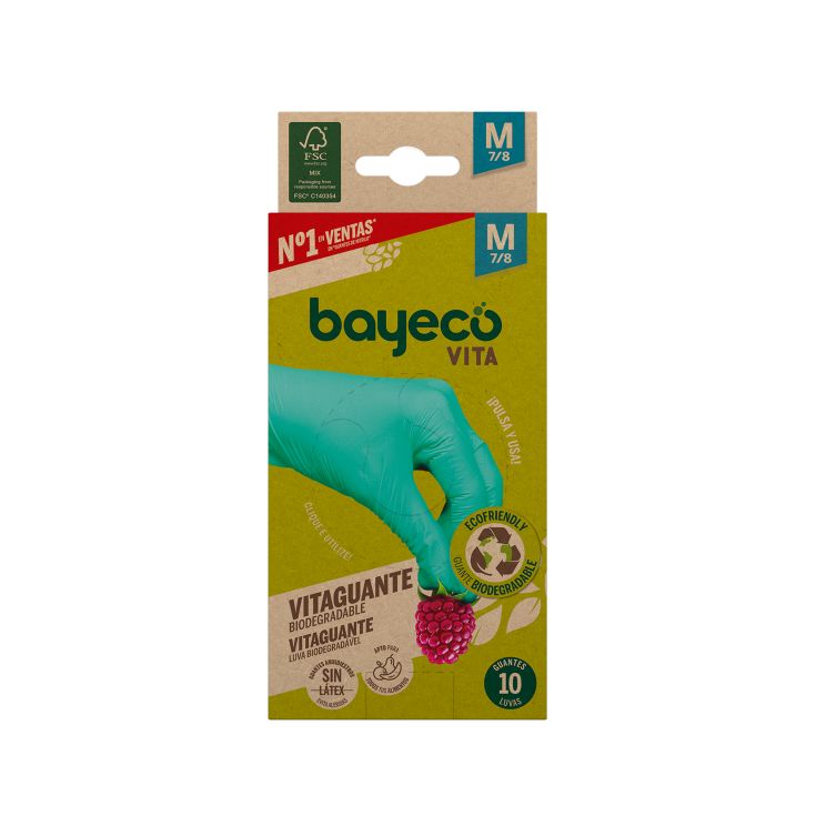 bayeco vitaguante guantes nitrilo biodegradables 10 unidades