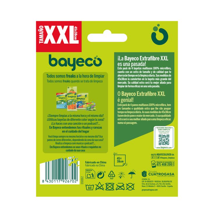 bayeco extrafibre xxl bayeta microfibra 3+1uds