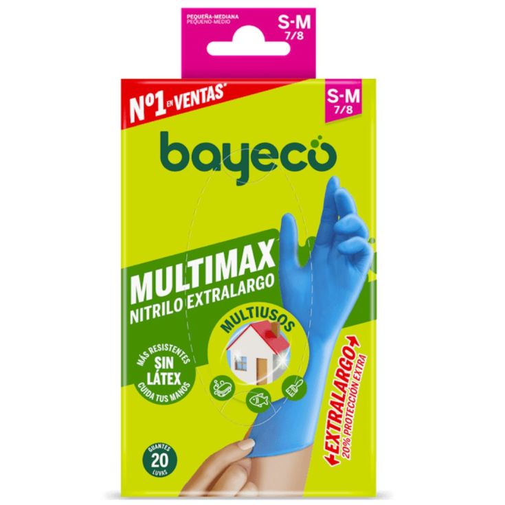 bayeco guante nitrilo azul largo t. s-m 20 uds