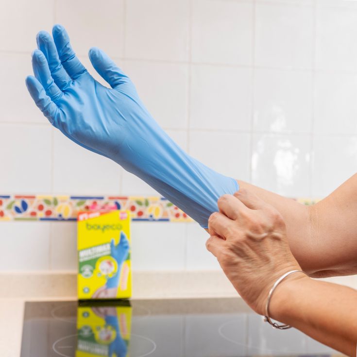 bayeco guante nitrilo azul largo t. s-m 20 uds