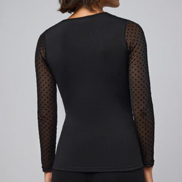 ysabel mora camiseta termica manga larga detalle tul negro