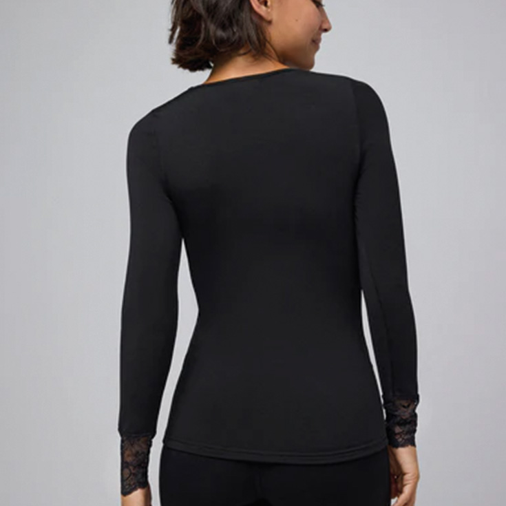 ysabel mora camiseta termica manga larga detalle encaje negro