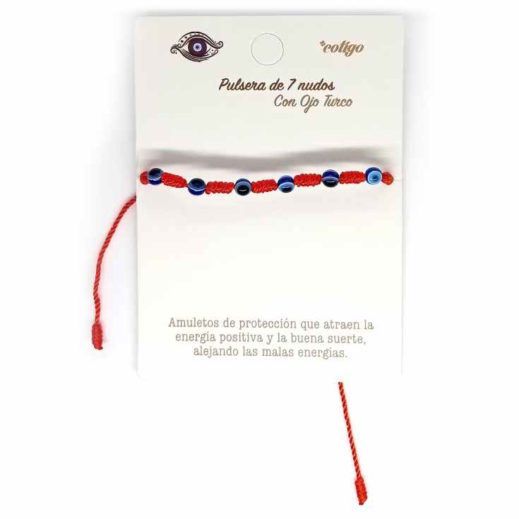 pulsera 7 nudos roja ojos turco