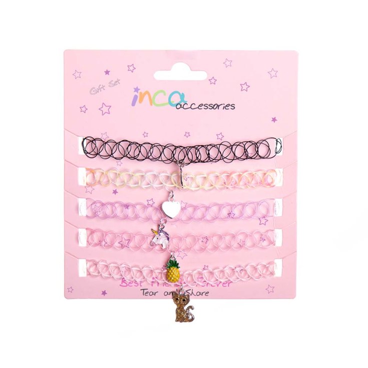 set 5 gargantillas infantiles con colgantes surtidos