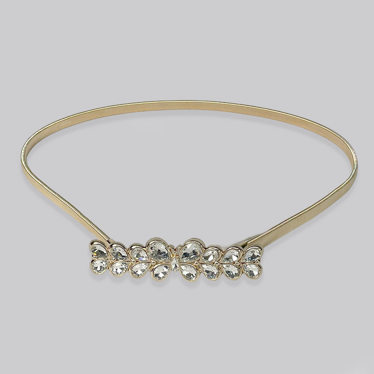 cinturon elastico metalico con strass dorado