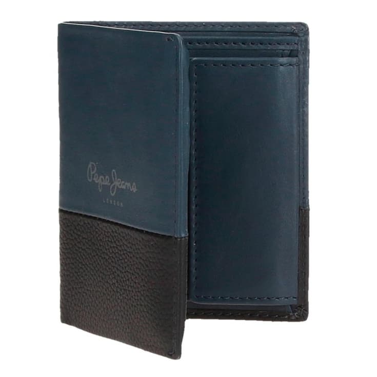 pepe jeans dual monedero tarjetero azul marino vertical
