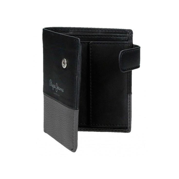 pepe jeans cartera dual vertical negra y gris