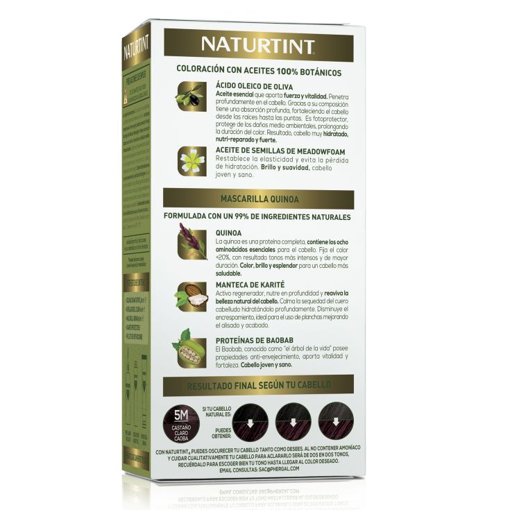 naturtint tinte permamente 5m castaño claro caoba