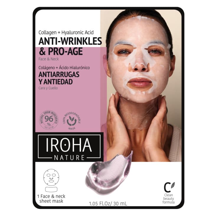 iroha nature mascarilla cara y cuello antiarrugas y antiedad con colageno y acido hialuronico tejido 100% biodegradable iroha nature mascarilla cara y cuello antiarrugas y antiedad con colageno y acido hialuronico tejido 100% biodegradable