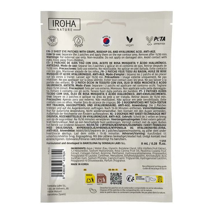 iroha parche ojos antiedad uva y rosa 1 par