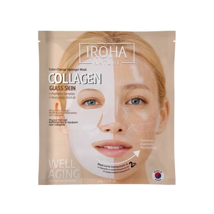 iroha mascarilla facial glass skin con colageno