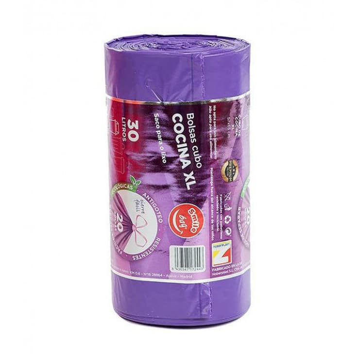 bolsa basura cocina lila xl smile bag 57x65 30 litros