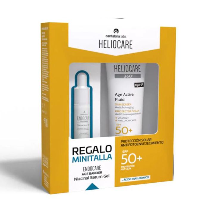heliocare 360 set protector solar antiedad fluido spf50+ 50 ml + serum niacinamida