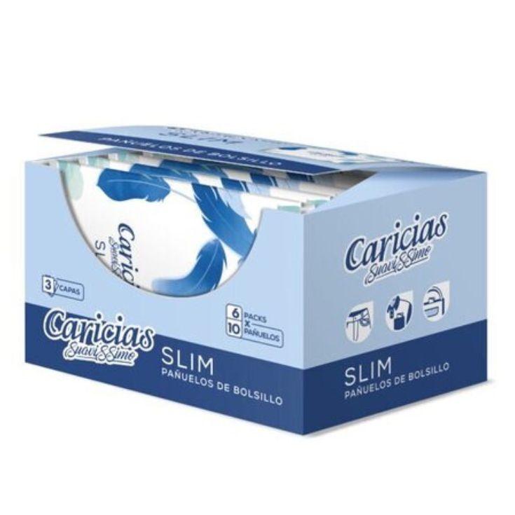caricias pañuelo slim 6paks x 10 unds